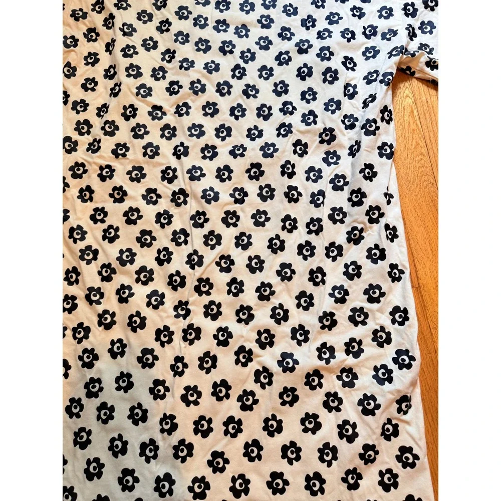 Tory‎ Burch Flower Stencil T-Shirt Dress French Cream Black Floral Size M